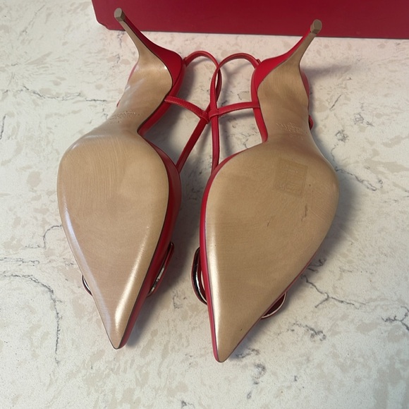 Valentino Leather V Logo Slingback Sandals Size 37.5 ♥️ - Picture 4 of 12